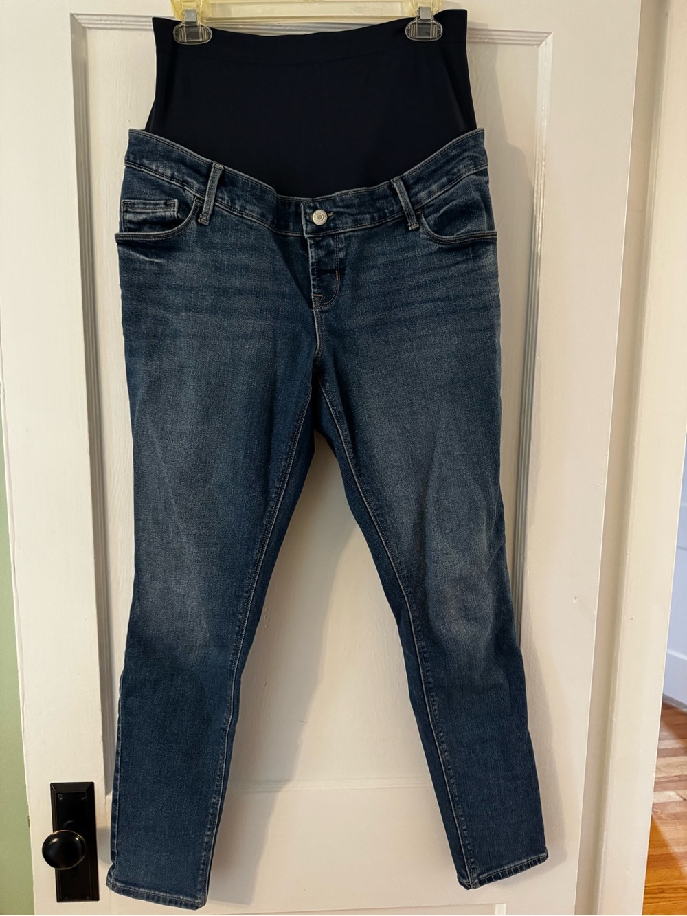 Dark Blue Maternity Skinny Jeans with full panel
